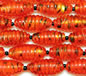 Red and Black Corrugated Lampwork Oval